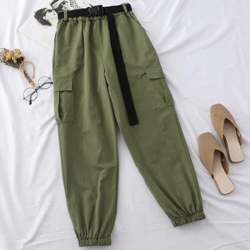 Heliar Nine Fashion Cargo Pants Harlan Style Trousers With Waist Belt Female Long Pants Lady Street Trousers 2019 Fall Winter