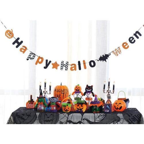 100pcs Halloween Pull Flag Decoration Pumpkin Ghost Head Spider Paper Pull Flag Halloween Party Decoration Supplies