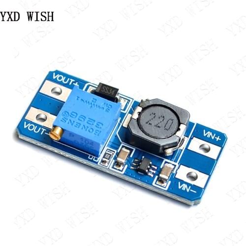 100pcs DC-DC Adjustable Boost Module 2A Boost Plate Step Up Module 2V-24V to 5V 9V 12V 28V MT3608 Step-up Board max 2a