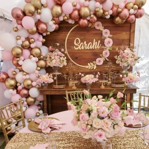 147Pcs Rose Gold Pink Balloon Garland Arch Kit Chorme Gold Ballon Valentines Day Wedding BIrthday Party Decorations Baby Shower