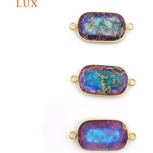 2pcs Natural Stone Ocean Blue Emperor Stone Pendants Two Hole Connector Exquisite Charm Woman Jewelry Making Necklace Bracelet