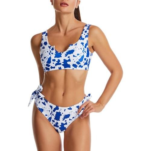 2021 Summer Female Cow Print Swimsuits Swimwear Womens High Waist Swimwear For Spring Summer Swimming Trajes De Baño Mujer