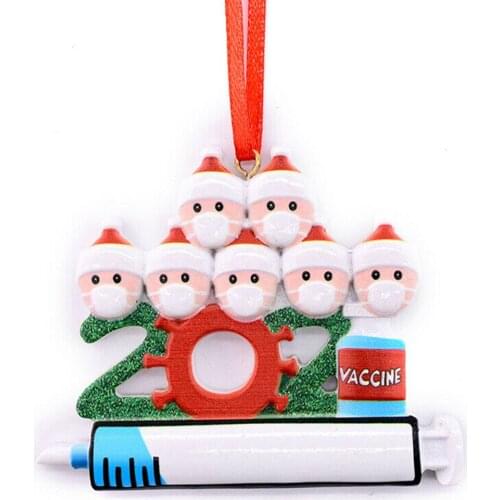 2021 Quarantine Christmas Ornaments Santa Claus Family with Face Masks Christmas Pendant for Personalized home Party Decoration