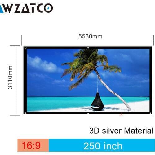 WZATCO 3D Screen Large Screen 250inch 4:3 3D Silver Projection Screen Fabric for Cinema XGIMI H2 H1 H1S Z6 Z3 JMGO J6S Projector