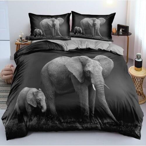 3D Custom Design Elephant Bedclothes Duvet Covers Comforter Shells Pillow Cases Full King Queen Double Size Gray Bedding Sets