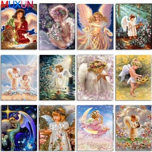5D Diamond Painting Cross Stitch Religion DIY Diamond Embroidery Angel Girl Picture Landscape Wall Sticker Full Diamond Mosaic