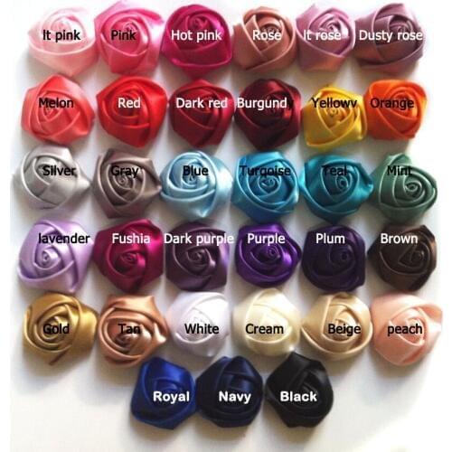 80pcs/lot, 1.5" Ribbon satin rolled rosette flower, Satin rosette hair flower hair accessory
