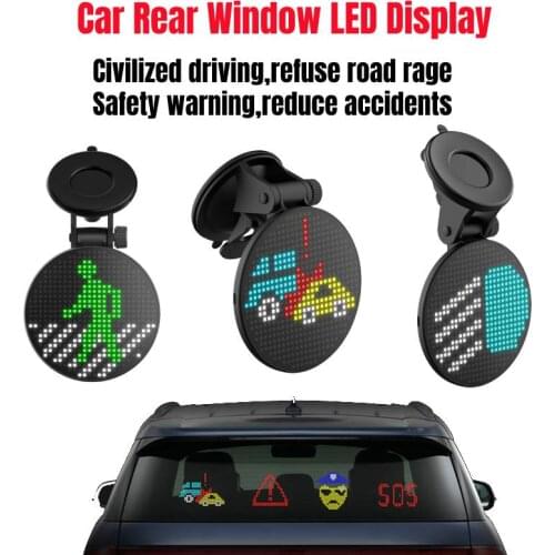 Car LED Display Screen Car LED Display Screen Car Rear Window LED Display RGB Animated Emoticon APP Control Bluetooth 5.0 Sign