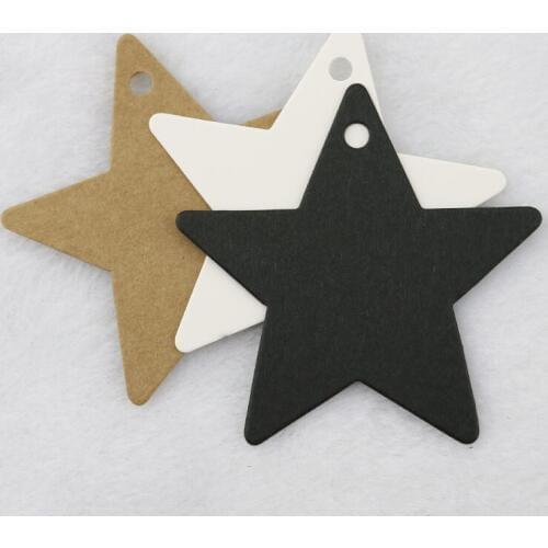 Free Shipping 200pcs Jewelry Cloth Five-pointed star Paper Cards Display Price Tags Kraft Paper Cards 6x6cm