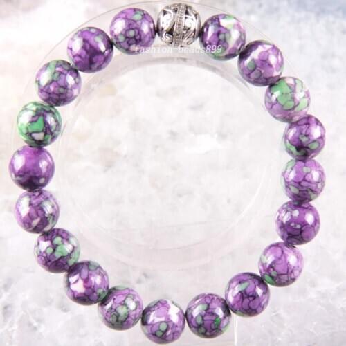 Bracelet 6 8 10 12 MM Natural Stone Gem Round Beads Stretch Multi color Bangle Charm Strand Fashion Jewelry 8"