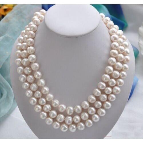 50inch Huge AAA 11-13MM south sea white baroque pearl necklace 925silver Gold Clasp