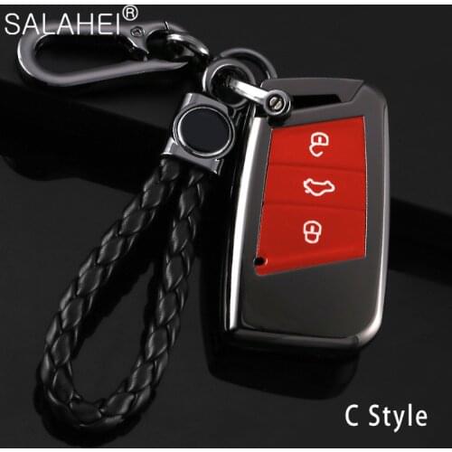Zinc Alloy + TPU Car Remote Key Case Cover For Volkswagen VW Magotan Passat B8 Golf Tiguan MK2 CC For Skoda Superb A7 Keychain