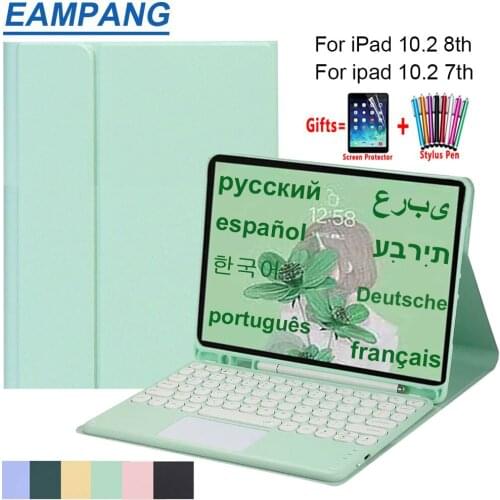 Touchpad Keyboard Case For iPad 10.2 2020 Case with Keyboard For iPad 8th 7th Arabic Russian Spanish Korean Portuguese Keyboard