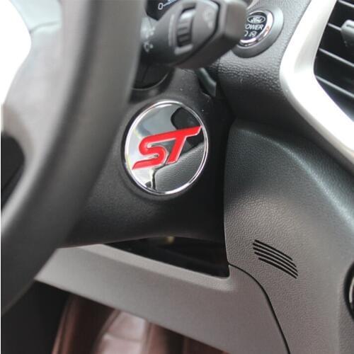 Cotochsun ABS Chrome Steering Wheel ST Sequins Ignition Key Ring Stickers For Ford Fiesta Ecosport 2009-2017 Auto Accessories