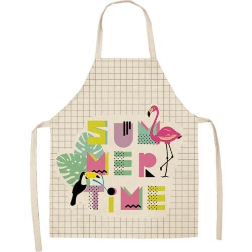 Creative Flamin Antifouling Kitchen Apron Cotton Linen Sleeveless man women Chef Cooking Aprons Kitchen accessories 68*55cm 0021