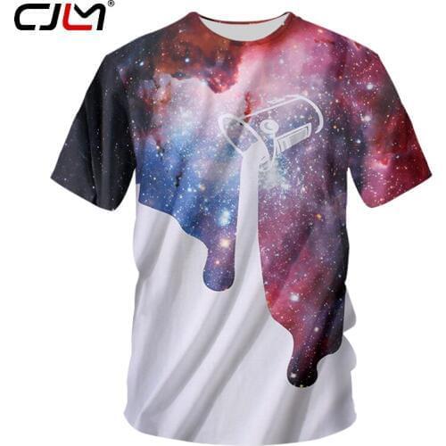 CJLM Classic New Pour Milk T-shirt Men 3d Tshirt Print Dripping Space T shirt Brand Fashion Summer Tops Tees Dropshipping