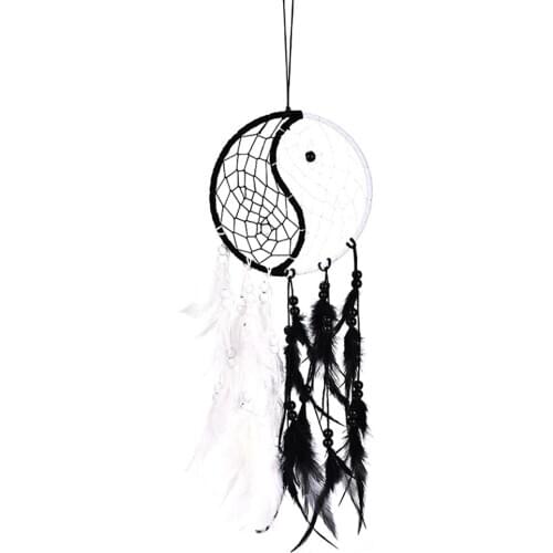 Innovative Dream Catcher TaiJi Home Wall Car Hanging Decor Yin Yang Feather Crafts Dreamcatcher Nets