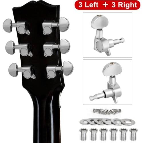 Kmise Acoustic Guitar Tuning Pegs 22.5mm*23.7mm*23.5mm 3L3R 18:1 Metal Closed Chrome 10mm Tuner Hole Guitar Parts&Accessories