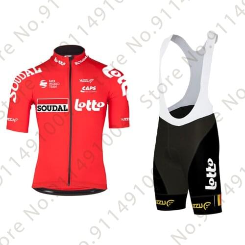 2021 Cycling Jersey Lotto Soudal Set Red Men Cycling Clothing Short Sleeve MTB Race Ride Uniform Summer Bicycle Triathlon Suit