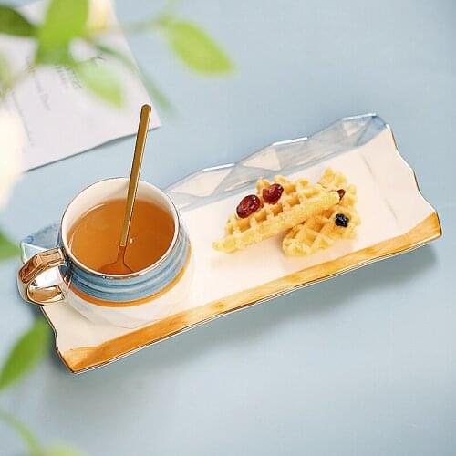 Minimalist Luxury Ceramic Coffee Cup With Spoon Nordic Home Afternoon Tea Cups Japanese Travel Tazzine Caffe Tea Cup BA60BYD