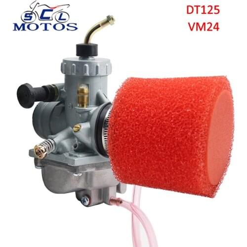 Sclmotos- Mikuni VM24 DT125 Motorcycle Carburetor Carb +Air Filter Sponge 42mm For YAMAHA DT175 RT100 RT180 TTR125 Big Wheel 200