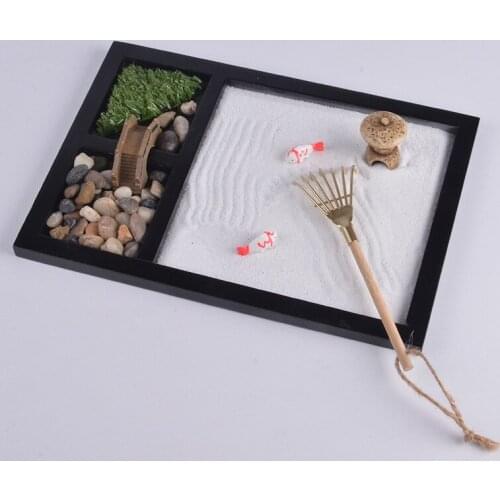 Zen Micro Landscape Sand Table Kit of Bridge , Stone, Ocean Fishes Sandtable for Kids Decoration Crafts Gifts Yoga Store Decor