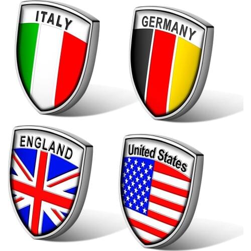 United States United Kingdom Italy Germany Nional Flag Emblem Label Sticker Car Rear Sticker Metal Side Fender Windows Sticker