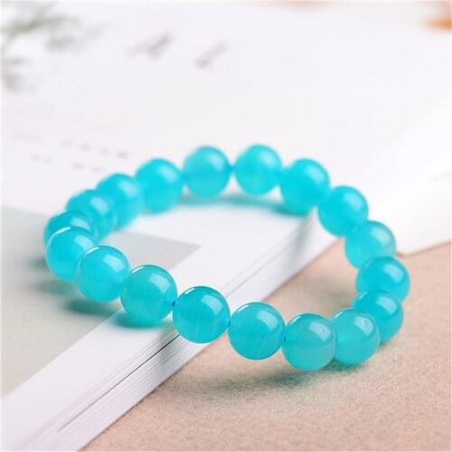 Grade AAA Natural Amazonite Gemstone Beaded Bracelet Round Beads Bangle 8mm 9mm 10mm Jewelry Bracelet Stretch Bracelet BR043