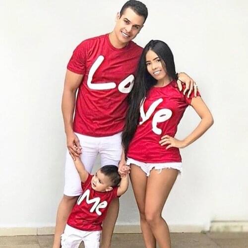 New Cartoon Parent Child Loveme Printed T-shirt Couple Clothes Mommy and Me Mother and Daughter Clothes Family Matching Clothes