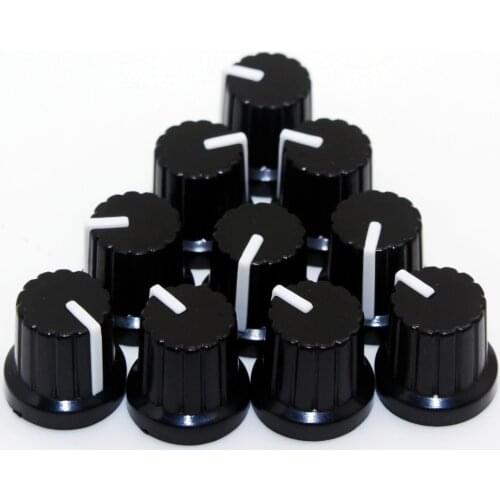 Newest !! Hot Sale 10 Pcs 6mm Shaft Hole Dia Plastic Threaded Knurled Potentiometer Knobs Caps
