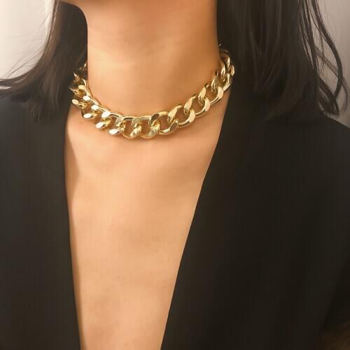 Wholesle jewelry Aluminium necklace Punk Miami Cuban Choker Fashion Link Chain Choker Necklace For Women