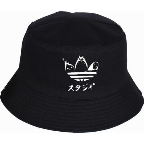 Fashion hat Cartoon Totoro Spirited Away Bucket Hat Summer No Face Faceless cap Panama Cotton Double Layer Fabric Sunscreen Hats