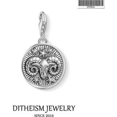 Zodiac Sign Aries Charms Pendant,2019 Jewelry 925 Sterling Silver Trendy Gift For Women Men Fit Bracelet Necklace Bag