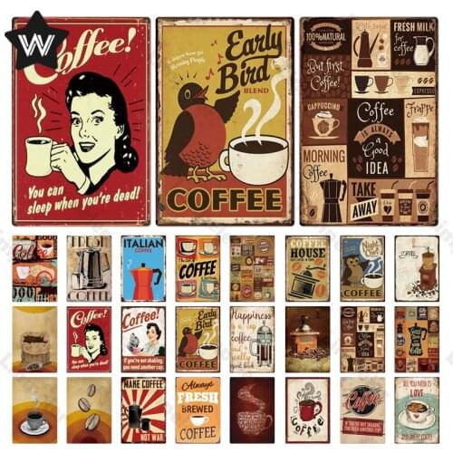 Shabby Chic Vintage Coffee Man Cave Plate Vintage Retro Style Wall Stickers Metal Tin Signs Cafe Shop Metal Decor Plate for Club