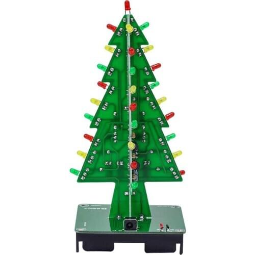 RGB LED Flashing Christmas Tree DIY Kits Electronics Soldering Colorful 3D Xmas Tree DIY Module Kits for Soldering Learning