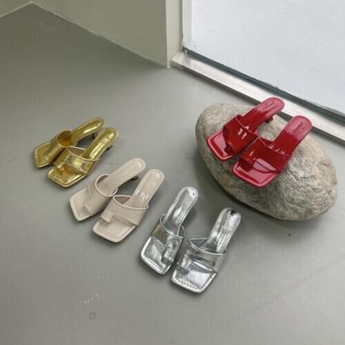 Square Clip Tow Women Sandals Thin Low Heels Shallow Slippers Casual Summer Flip Flops Pumps Beach Shoes Woman Sandals Size 39