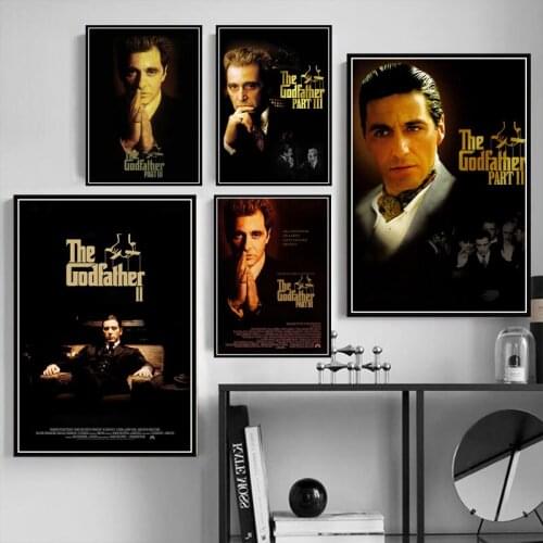 Vintage The Godfather Marlon Brando Pacino Movie Gangster Poster Prints Art Painting Wall Pictures For Living Room Home Decor