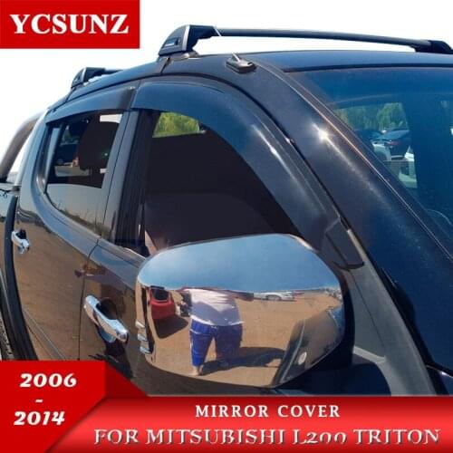 Mirror Cover For Mitsubishi L200 Triton 2006 2007 2008 2009 2010 2011 2012 2013 2014 Double Cab Chrome Black Carbon Fiber