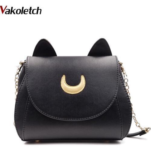 2020 New Summer Limited Sailor Moon Chain Shoulder Bag Ladies Cat PU Leather Handbag Women Messenger Crossbody Small B K109
