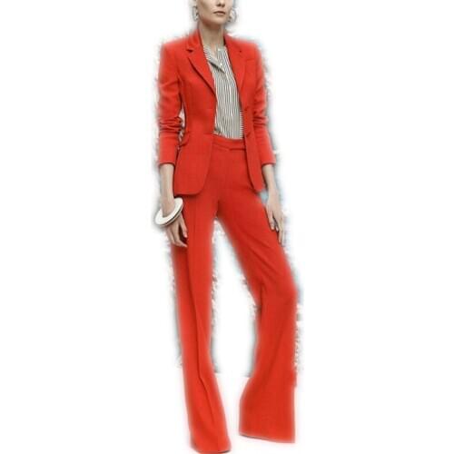 New Womens Pant Suits Red Business Female Office Uniform Ladies Formal Trouser Suit Bell-bottomed Pants Womens Tuxedo Custom