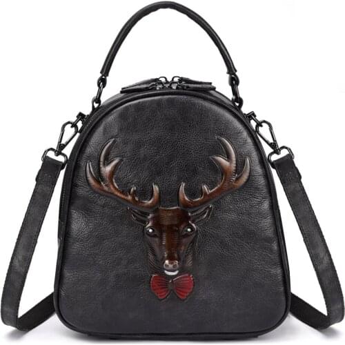 YourSeason Genuine Leather Ladies 2021 Retro Mini Backpack Casual Cowhide Women Travel Animal Prints Bags