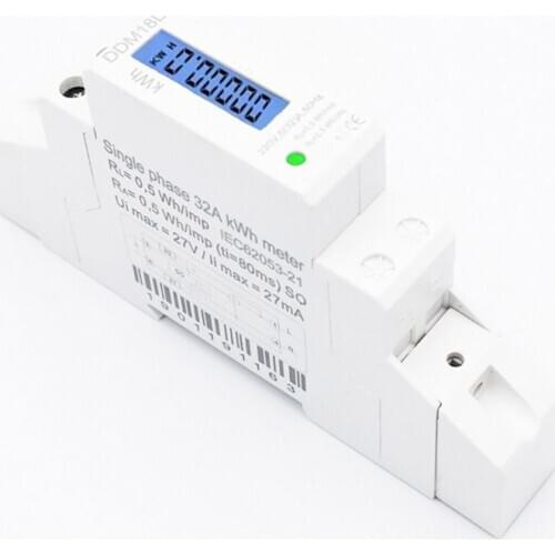 LCD Digital Single Phase Din Rail Electricity Power Consumption Energy Meter kWh