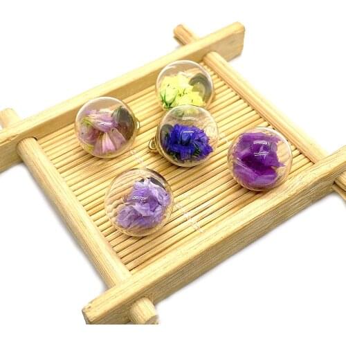 10pcs/pack Wholesale Glass Ball Dried Flower Pendant Transparent Jar Pendant DIY Exquisite Jewelry Necklace Earring Size 16mm