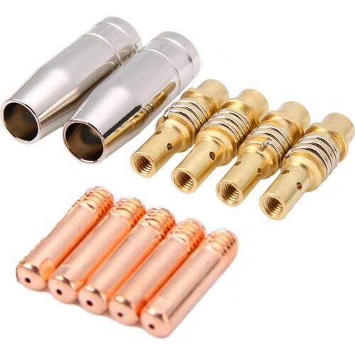11pcs Mayitr MIG Welding Nozzle Durable Welder Torch Nozzles Tip Holder Contact Tip 0.040" Gas Diffuser Set