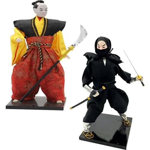 2Pcs 12'' Vintage Post-Modern Japanese Samurai Male Doll Oriental Dolls Model Gift Adults Collectibles