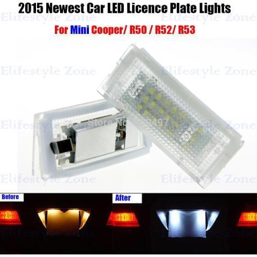 2 x LED Number License Plate Lamps OBC Error Free 18 LED For Mini Cooper R50 R52 R53