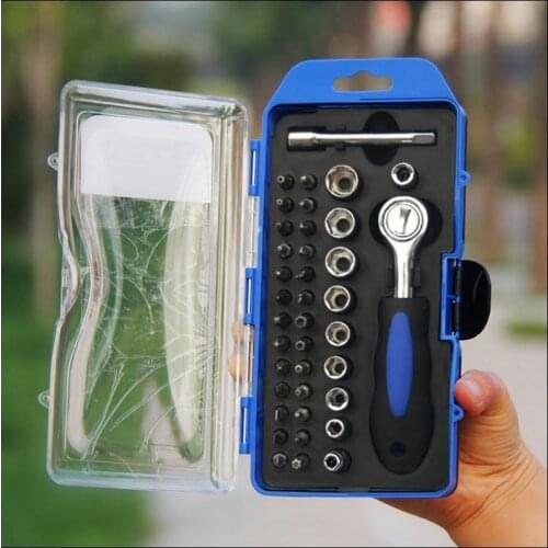 38 Pieces / Sleeve Ratchet Wrench Set Household Multi-function Combination Screwdriver Car Repair Power Tool Set Accessories