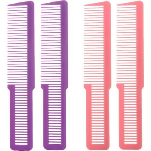 4x Salon Flat Top Hair Clipper Cutting Comb Plastic Hairdressing Brush