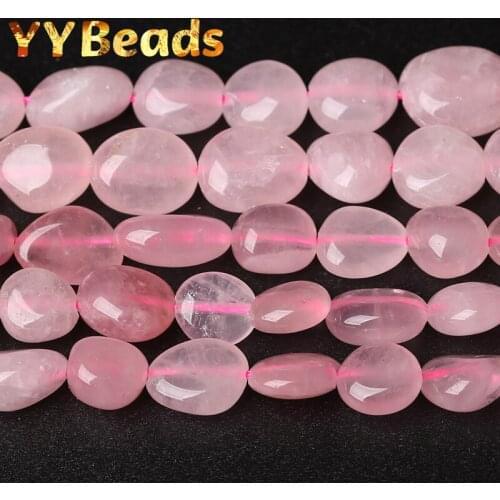6-8mm Natural Irregular Pink Crystal Stone Beads Smooth Loose Spacer Beads For Jewelry Making DIY Bracelets Accessories 15"