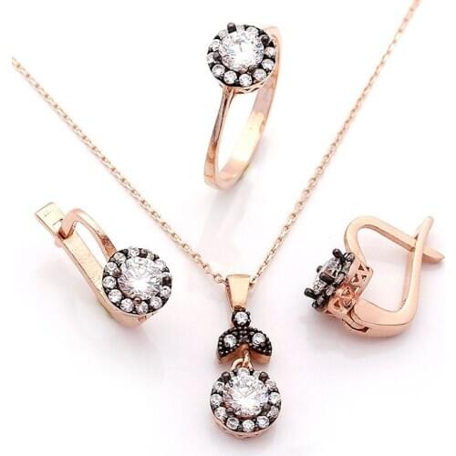 925 Sterling Silver and Zircon Stones Rose Model Set